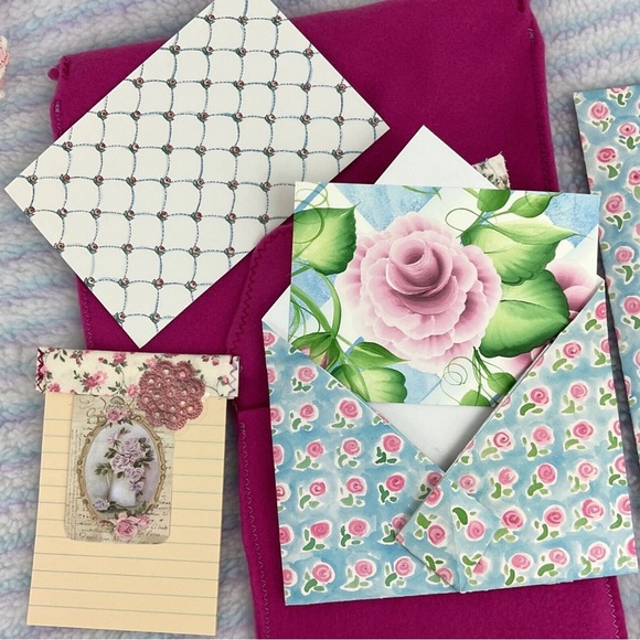Handmade 10 piece stationary set paper & fabric mixed media - Picture 5 of 16